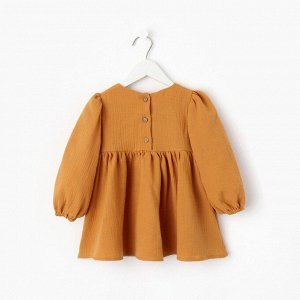 Платье детское с длинным рукавом KAFTAN «Муслин» 28 (86 -92 см), горчичное