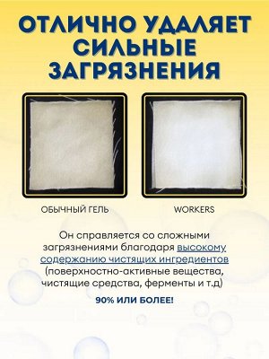 Жидкое средство "Workers" для стирки сильнозагрязненной экипировки для экстремальных видов спорта и одежды специалистов - механиков, поваров, строителей, спортсменов 800 г, Япония