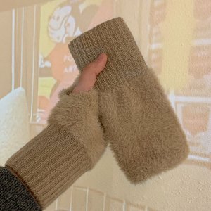 Митенки теплые, женские, перчатки