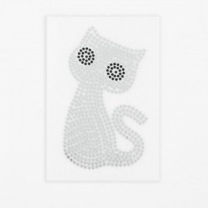 Термоаппликация «Котёнок», с пайетками, 3,2 ? 5,5 см, цвет серебряный/чёрный