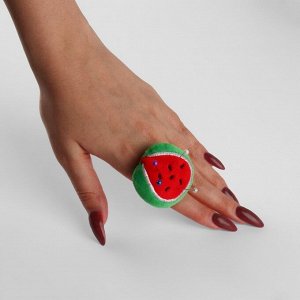 Игольница-кольцо «Арбузик», 5 x 4,5 x 4 см, цвет красный/зелёный