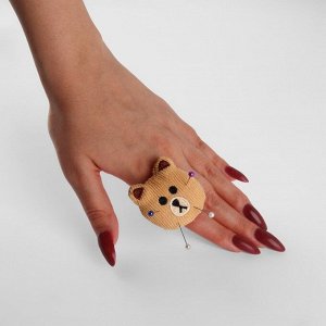 Игольница-кольцо «Мишка», 5 х 5,5 х 4 см, цвет коричневый