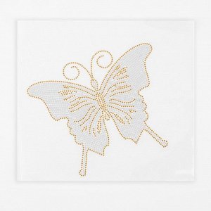Термоаппликация «Бабочка», с пайетками, 9 ? 10,5 см, цвет серебряный/золотой
