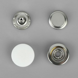 Кнопка установочная, Дельта, из нержавеющей стали, d = 15 мм, 10 шт, цвет белый