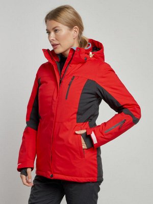 Горнолыжная куртка женская зимняя красного цвета 3105Kr