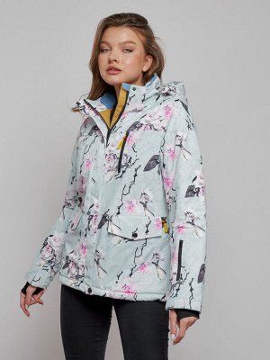 Горнолыжная куртка женская зимняя бирюзового цвета 2302-1Br
