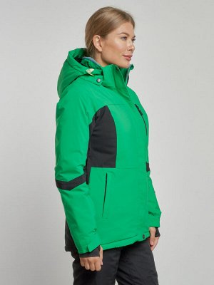 Горнолыжная куртка женская зимняя зеленого цвета 3105Z
