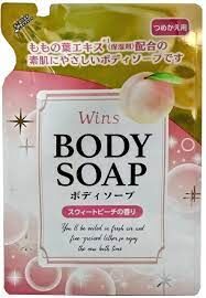 Крем-мыло для тела "Wins Body Soap peach" с экстрактом листьев персика и богатым ароматом (мягкая упаковка) 400 мл