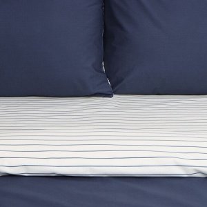 Постельное бельё Этель евро Stripes: blue, 200х215см, 214х240см, 50х70см-2 шт, перкаль,114 г/м2
