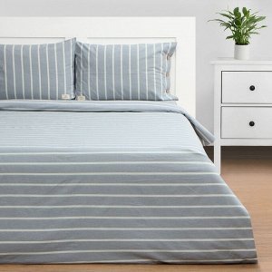 Постельное бельё Этель 2 сп Blue stripe, 180х210см,220х240см,50х70-2шт, жатый хлопок,140 г/м2