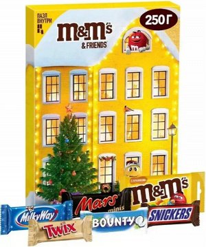 M&M's and Friends (250 гр) Дом-пазл Адвент Новогодний подарочный набор