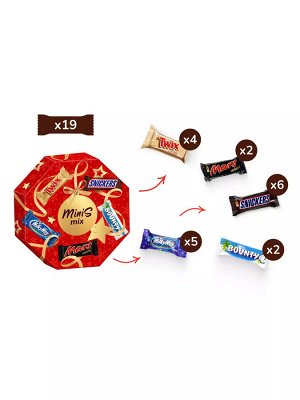 Mаrs Minis Mix (262 гр) Шайба Minis Большой Новогодний подарочный набор Mix