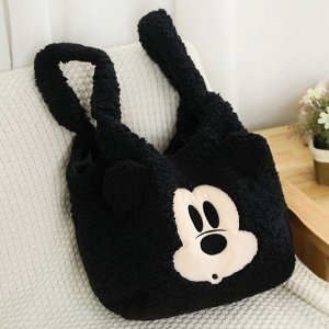 Плюшевая сумка с мультяшным принтом "Mickey Mouse", черный