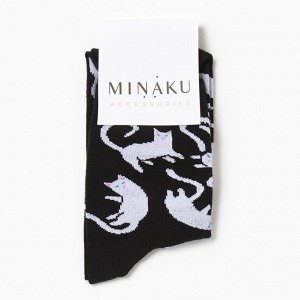 Носки MINAKU «Котики», цвет чёрный, (23 см)