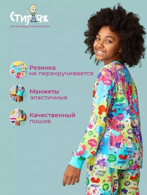 Пижама детская для девочки хлопок с принтом Микки цвет Розовый