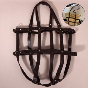 Портупея для сумки из искусственной кожи, 43x35x15 см, цвет коричневый, серебряный
