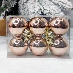 Ёлочные игрушки Шар розовый Ø 3,5см набор 6шт