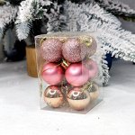 Ёлочные игрушки розовый Ø2,2см набор 12шт