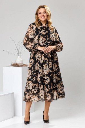 Платье Romanovich Style 1-2597 чёрный/коричневый