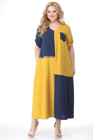 Платье Novella Sharm 3686-6-2 Синий, Горчица