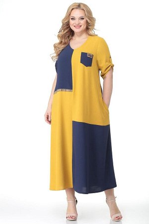 Платье Novella Sharm 3686-6-2 Синий, Горчица