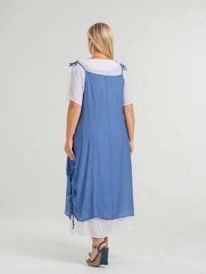 Платье Novita 1155 бело-синий
