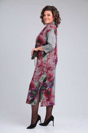 Платье Michel Chic 2152 серый, лиловая роза