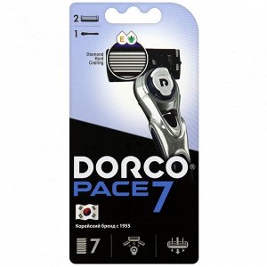 Dorco, Станок для бритья Pace 7, 2 сменные кассеты, мужской