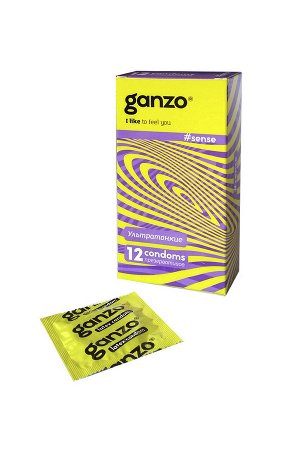 Презервативы Ganzo Sense, ультратонкие, латекс, 18 см, 12 шт