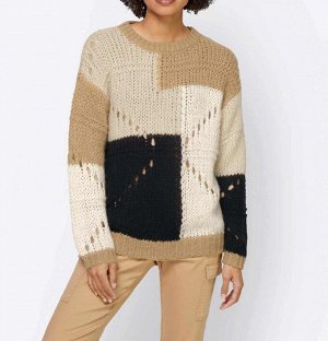Пуловер, черно-юежевый
