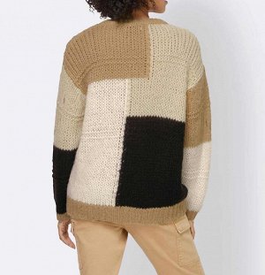 Пуловер, черно-юежевый