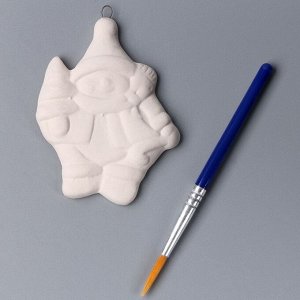Ёлочная игрушка под раскраску «Снеговик с елкой» с подвесом, кисть