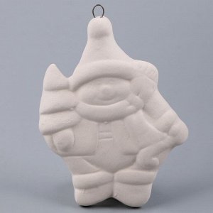 Ёлочная игрушка под раскраску «Снеговик с елкой» с подвесом, кисть