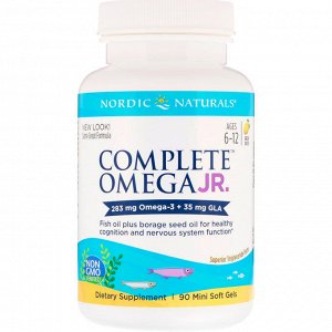 Nordic Naturals, Complete Omega Junior, со вкусом лимона, 283 мг, 90 мягких миникапсул