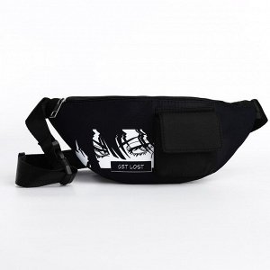 Сумка поясная текстильная с карманом Get lost 30x14x6 см