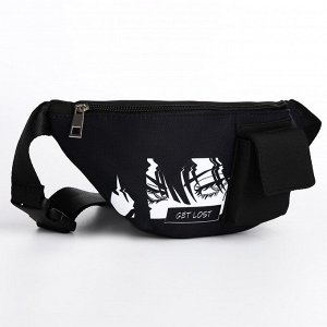 Сумка поясная текстильная с карманом Get lost 30x14x6 см