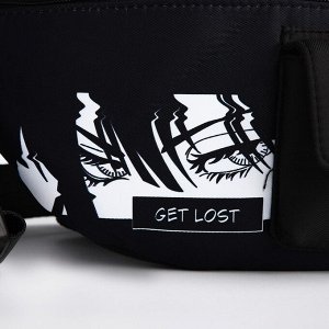 Сумка поясная текстильная с карманом Get lost 30x14x6 см