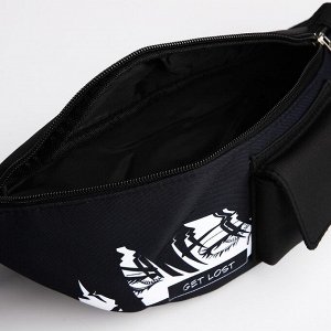 Сумка поясная текстильная с карманом Get lost 30x14x6 см