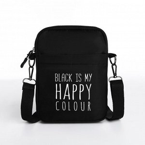 Сумка молодёжная на длинном ремне "Black is my happy color", 20*15 х my happy color см, отдел на молнии, цвет красный