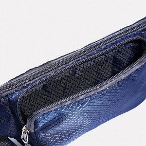 Поясная сумка на молнии, наружный карман, цвет тёмно-синий