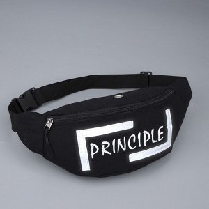 Сумка поясная PRINCIPE, 35x12x5 см, со светотражающими элементами, отдел на молнии, чёрная