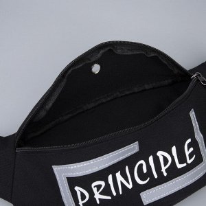Сумка поясная PRINCIPE, 35x12x5 см, со светотражающими элементами, отдел на молнии, чёрная