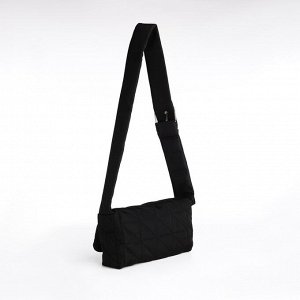 Сумка женская стеганная на плечо, отдел на молнии, 25x14x6 см, чёрная