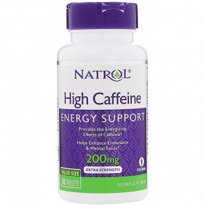 Кофеин Natrol, Natrol High кофеин, 200 мг, 100 таблеток
Активирующие действие кофеина
Повышает выносливость и сосредоточенность
Заряжает энергией с помощью кофеина.
Повышает выносливость.
Поддерживает