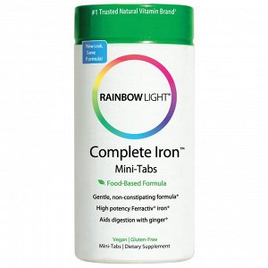 Железо Rainbow Light, Комплекс железа, мини-таблетки, 60 Мини-таблетки
Мощная формула с ферративным железом, имеющим, по данным клинических испытаний, меньше побочных эффектов, а также с витамином С, 