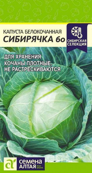 Капуста Сибирячка 60/Сем Алт/цп 0,5 гр. Сибирская Селекция!