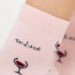Носки женские хлопковые высокие с рисунком Wine цвет Розовый