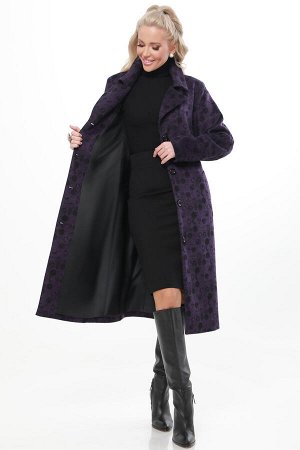 Пальто демисезонное фиолетовое с поясом