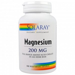 Магний Solaray, Магний, 200 мг, 100 вегетарианских капсул
Магний в этом продукте вступает в реакцию скорее с концентратом цельного риса, чем с обычной соей, дрожжами или молочным белком, которые часто