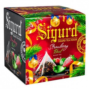 Чай SIGURD 'STRAWBERRY BASIL' 15 пирамидок/саше-конверт
